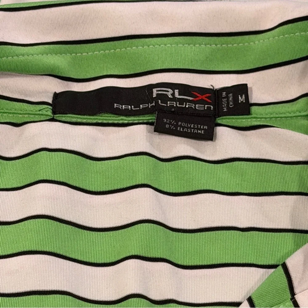 RLX Ralph Lauren Golf Polo Shirt Men's XL‎ Green White Black Striped